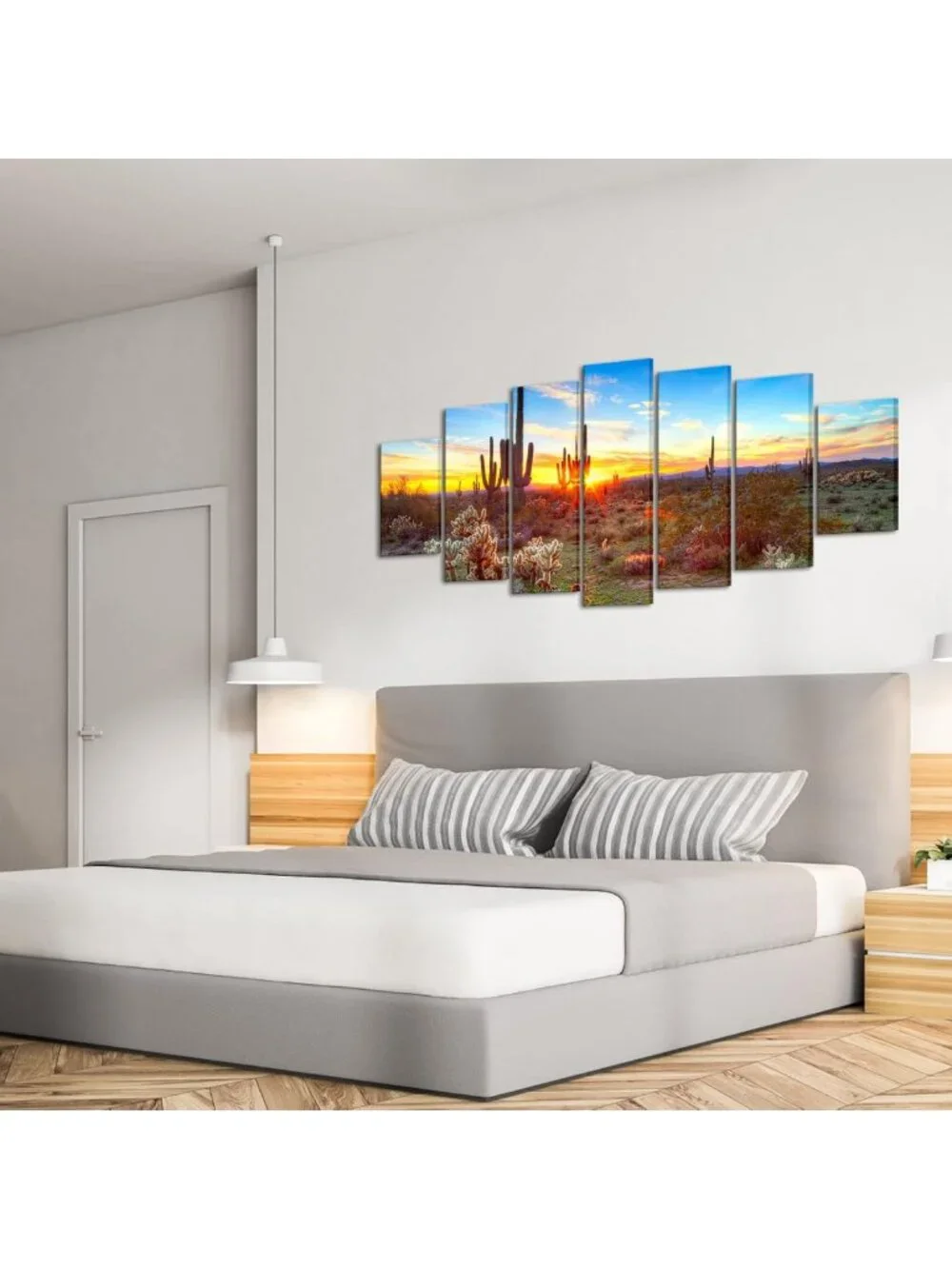 Extra Large Canvas Wall Art Set of 7 - Cactus Sunset Desert Landscape Decor 32